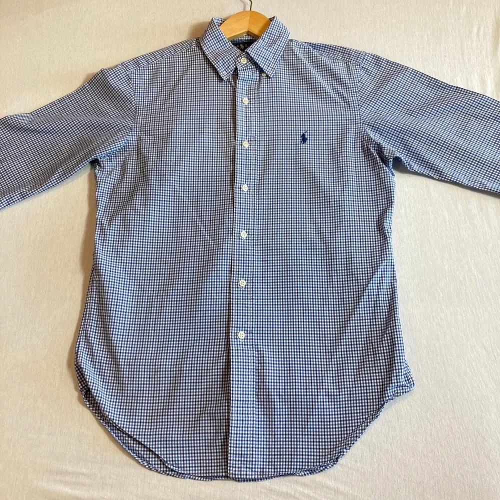 Polo Ralph Lauren Mens S Classic Fit Blue White Gingham Button Down Shirt Preppy